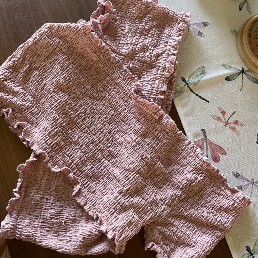 Pink Love Tree Crossover Smock Top
